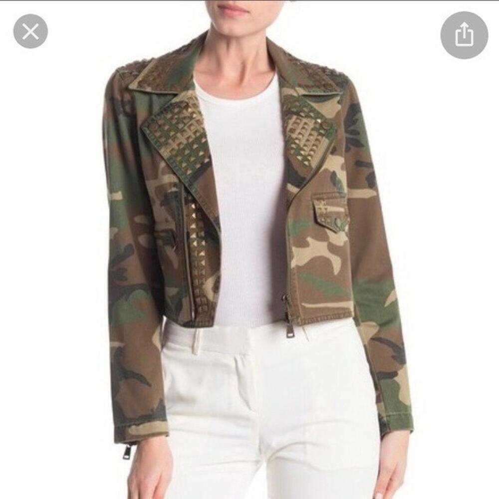 Ramy Brook Studded Camo Tanner Jacket, Size S, Retail $445.00